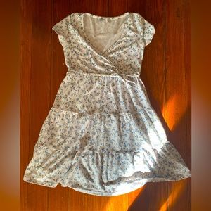 Sweet white and blue floral mini wrap dress from Hollister size XS